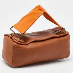 Pre Owned Prada Tan/Orange Leather Satchel
