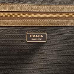 Pre Owned Prada Metallic Gold Saffiano Leather Travel Rolling Trolley Luggage