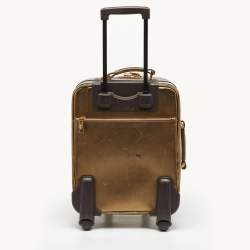 Pre Owned Prada Metallic Gold Saffiano Leather Travel Rolling Trolley Luggage