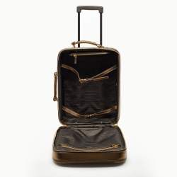 Pre Owned Prada Metallic Gold Saffiano Leather Travel Rolling Trolley Luggage