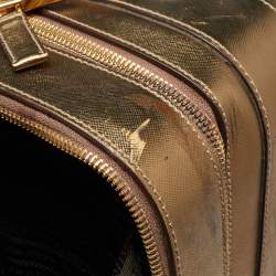 Pre Owned Prada Metallic Gold Saffiano Leather Travel Rolling Trolley Luggage