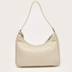 Pre Owned Prada Beige Nylon and Leather Mini Re-Edition 2000 Shoulder Bag