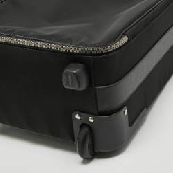 Pre Owned Prada Black Nylon and Saffiano Leather Trolley Rolling Luggage