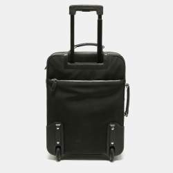 Pre Owned Prada Black Nylon and Saffiano Leather Trolley Rolling Luggage