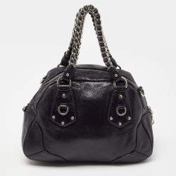 Pre Owned Prada Purple Cervo Leather Chain Satchel