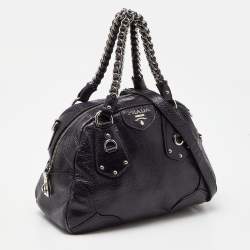 Pre Owned Prada Purple Cervo Leather Chain Satchel