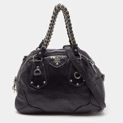 Pre Owned Prada Purple Cervo Leather Chain Satchel