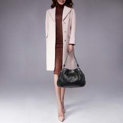 Prada Black Cervo Leather Chain Hobo