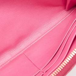 Prada Magenta Ostrich Zip Around Continental Wallet