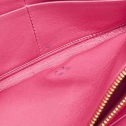 Prada Magenta Ostrich Zip Around Continental Wallet