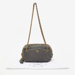 Pre Owned Prada Blue Leather Chain Shoulder Bag