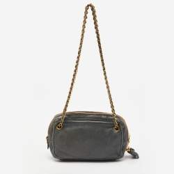 Pre Owned Prada Blue Leather Chain Shoulder Bag