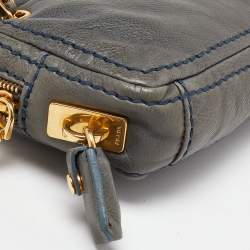 Pre Owned Prada Blue Leather Chain Shoulder Bag