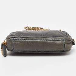 Pre Owned Prada Blue Leather Chain Shoulder Bag