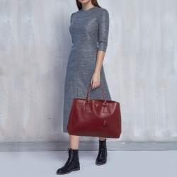 Pre Owned Prada Red Saffiano Leather Large Galleria Tote