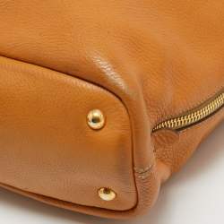 Pre Owned Prada Tan Vitello Daino Leather Side Zip Shopping Tote