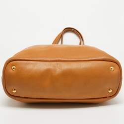 Pre Owned Prada Tan Vitello Daino Leather Side Zip Shopping Tote