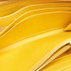 Pre Owned Prada Mustard Ostrich Zip Around Wallet