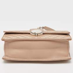 Pre Owned Prada Beige Madras Woven Leather Chain Flap Bag