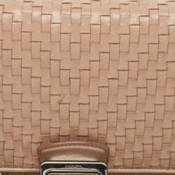 Pre Owned Prada Beige Madras Woven Leather Chain Flap Bag