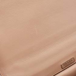 Pre Owned Prada Beige Madras Woven Leather Chain Flap Bag