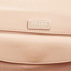 Pre Owned Prada Beige Madras Woven Leather Chain Flap Bag