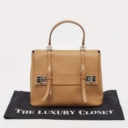 Pre Owned Prada Beige Saffiano Lux Leather Top Handle Bag