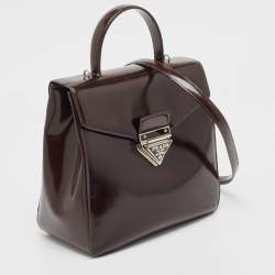 Pre Owned Prada Brown Leather Flap Top Handle Bag