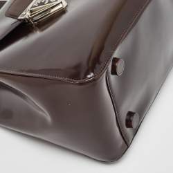 Pre Owned Prada Brown Leather Flap Top Handle Bag