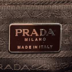 Pre Owned Prada Brown Leather Flap Top Handle Bag