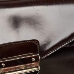 Pre Owned Prada Brown Leather Flap Top Handle Bag