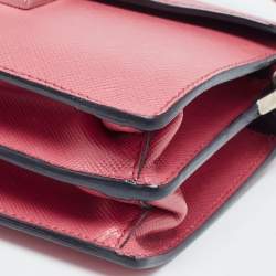 Pre Owned Prada Pink Saffiano Lux Leather Mini Sound Flap Crossbody Bag