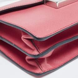Pre Owned Prada Pink Saffiano Lux Leather Mini Sound Flap Crossbody Bag