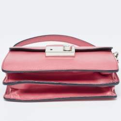 Pre Owned Prada Pink Saffiano Lux Leather Mini Sound Flap Crossbody Bag