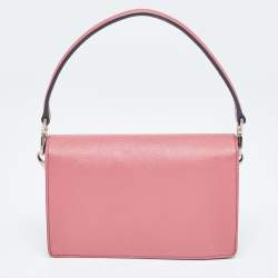 Pre Owned Prada Pink Saffiano Lux Leather Mini Sound Flap Crossbody Bag
