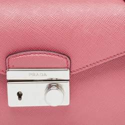 Pre Owned Prada Pink Saffiano Lux Leather Mini Sound Flap Crossbody Bag