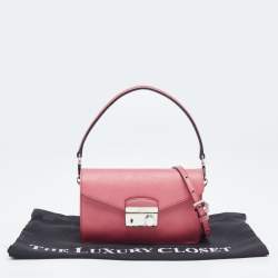Pre Owned Prada Pink Saffiano Lux Leather Mini Sound Flap Crossbody Bag