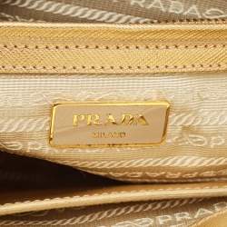 Prada Gold Saffiano Lux Leather Small Double Zip Tote