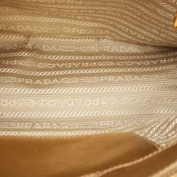 Prada Gold Saffiano Lux Leather Small Double Zip Tote
