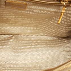Prada Gold Saffiano Lux Leather Small Double Zip Tote