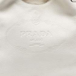 Pre Owned Prada White Vitello Daino Leather Hobo