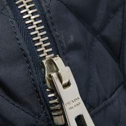 Pre Owned Prada Navy Blue Quilted Tessuto Impuntu Satchel