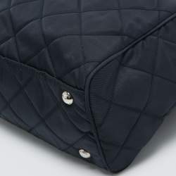 Pre Owned Prada Navy Blue Quilted Tessuto Impuntu Satchel