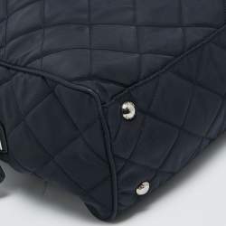 Pre Owned Prada Navy Blue Quilted Tessuto Impuntu Satchel