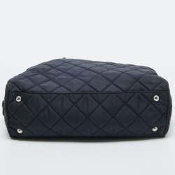Pre Owned Prada Navy Blue Quilted Tessuto Impuntu Satchel