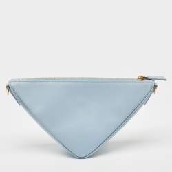 Pre Owned Prada Light Blue Saffiano Leather Triangle Shoulder Bag