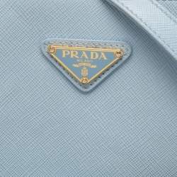 Pre Owned Prada Light Blue Saffiano Leather Triangle Shoulder Bag