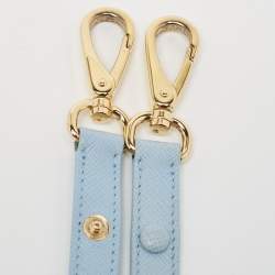 Pre Owned Prada Light Blue Saffiano Leather Triangle Shoulder Bag