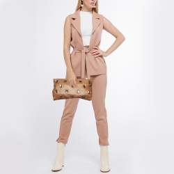 Prada Brown Leather Pietre Jeweled Clutch