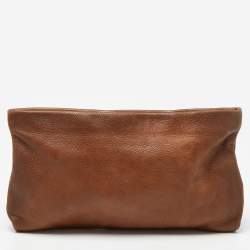 Prada Brown Leather Pietre Jeweled Clutch
